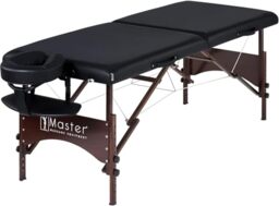 Master Massage 71 cm Argo Portable Bed Walnut Wood Legs Carry Bag Mobile Massage Table Cosmetic Table Therapy Bed Treatment Lounger Foldable Wood Ultralight, Black