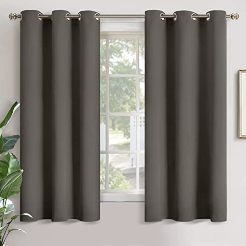 YoungsTex Blackout Curtains for Bedroom 63 Inch Long - Thermal Insulated with Grommet Room Darkening Window Drapes for Basement Office Living Room, 2 Panels, 42 x 63 Inch, Grey