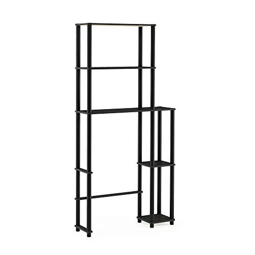 Furinno TURN-N-TUBE Over The Toilet Storage, 5-Shelf Over The Toilet Organizer, Freestanding Space Saver Bathroom Shelf, for Bathroom Organizers and Storage, Espresso