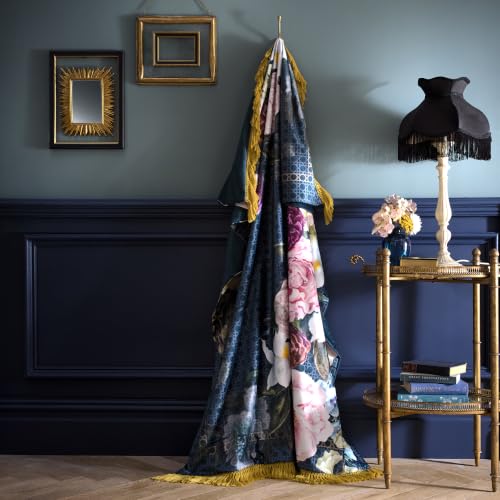 House of Llewelyn-Bowen Bouquet List Blue Throw – Maximalist Blanket – Recycled Polyester – 130x180cms
