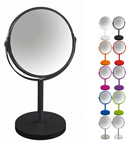 Spirella Makeup and Shaving Round Swivel Pedestal Mirror, Black