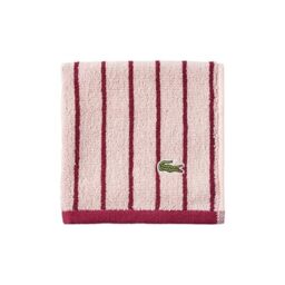 "Lacoste Centre Mark Towel — 100% Soft Cotton Jacquard Stripe Design, Lightweight, Absorbent & Durable, Quick Drying, Pink, 13""x13"" Wash Cloth"