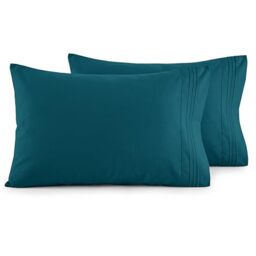 Elegant Comfort Luxury Ultra-Soft 2-Piece Pillowcase Set 1500 Thread Count Egyptian Quality Microfiber Double Brushed-Wrinkle Resistant, Standard Size, Marine Teal