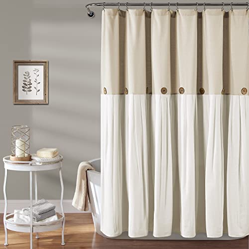 "Lush Decor Linen Button Shower Curtain, 72"" x 72"""