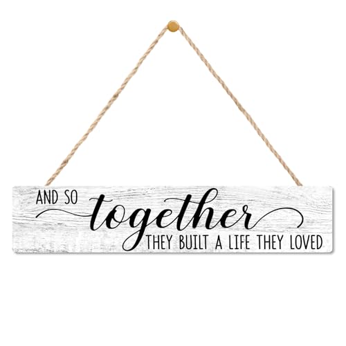 AGMDESIGN And So Together They Built A Life They Loved Wood Sign, Heartwarming Family Achievement Decor for Wall, Wooden Hanging Plaque for Farmhouse Bedroom Kitchen Bathroom, Great Gifts for Families