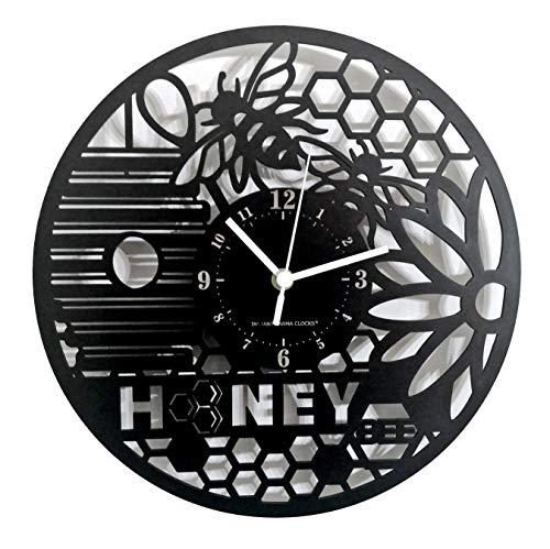 Instant Karma Clocks - Honey Bee Wall Clock - Silent No-Ticking - Perfect for Bedroom, Office, Studio, Cabin, Living Room - Unique Decoration