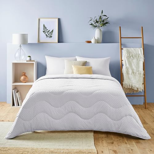 Night Lark Coverless Duvet and Pillowcase Set, Tufted Dots Collection – Coverless Duvet Super King Size 4.5 Tog Washable with Advanced Smartfil® Fibre – Polar White, Super King Bed Size