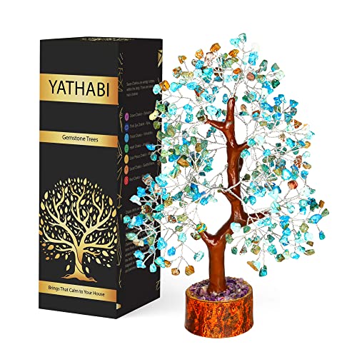 Turquoise Stones - Crystal Tree of Life - Feng Shui Money Tree - Chakra Bonsai - Spiritual Gift - Good Table Decor - Crystal Energy