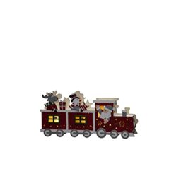 Konstsmide Christmas Lights/LED Wooden Silhouette Santa Snowman Train Scene/6H Timer, 3 Diodes, Battery Operated or USB, Indoor, 2 x AA 1.5V (Excluded)