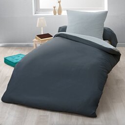 Home Passion 60023 Duvet 135 x 200 cm 57 Yarns Cotton Dark Grey/Light Grey Linen, Pack of 2
