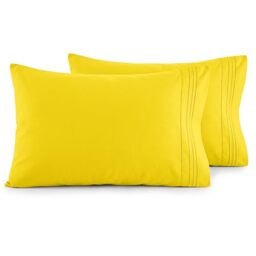 Elegant Comfort Luxury Ultra-Soft 2-Piece Pillowcase Set 1500 Thread Count Egyptian Quality Microfiber Double Brushed-Wrinkle Resistant, King Size, Yellow