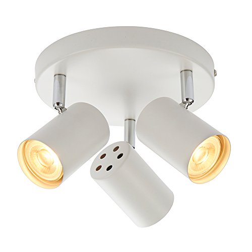 Arezzo Modern 3 Way Decorative Matt White Finish GU10 LED Compatible Round Adjustable Dimmable Ceiling Spotlight