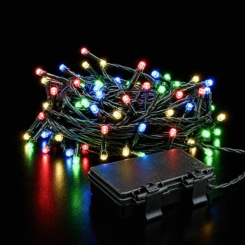 Status Graz String Lights - 200 LED Multi Colour Light Chain with 6 Hour Timer - 16.3 Meter Cable Length (0.4m to First Light) - Indoor & Outdoor Party Lights Battery Operated - GRAZ200BTMC6