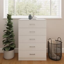 GFW Bailey Bedroom Furniture Range, Modern White Bedroom Collection with Wardrobes, Chests of Drawers and Bedside Tables, Minimalist Storage Furniture