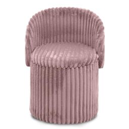 GC GAVENO CAVAILIA Ribbed Round Ottoman Storage Box With Hidden Storage Removable Lid - Fleece Foldable Stool Storage Bench Chair Foot Rest - Vanity Stool Footstools For Living Room, Bedroom