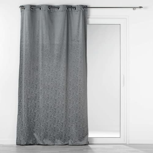 Douceur d'Intérieur, Curtain with Eyelets 135 x 240 cm Watercolour Anthracite Printed Velvet
