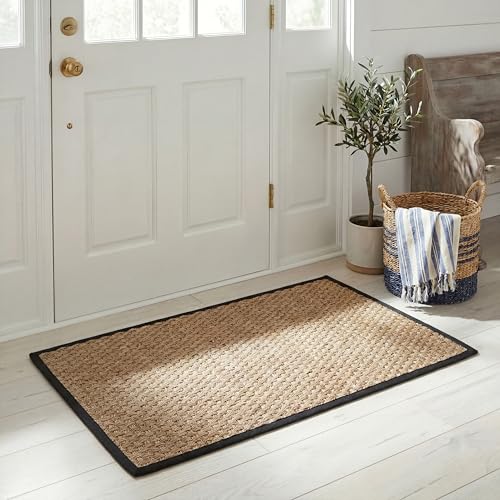 SAFAVIEH Natural Fiber Rug for Living Room, Dining Room, Bedroom - Natural Fiber Collection, Short Pile, in Natural and Black, 61 X 91 cm