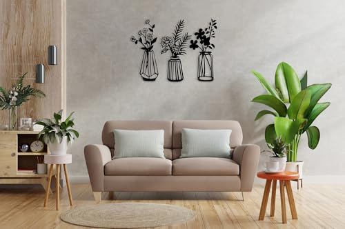 Stylish Decorative Metal Wall Accessory (3 Pieces), Black, 10 x 40 cm, 100% Metal, 2 mm Thickness, Perfect for Modern Home Decor & Accent Walls