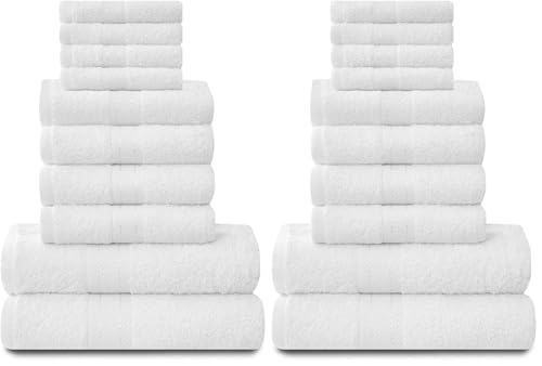GC GAVENO CAVAILIA 10 Piece Towel Bale Set - Quick Drying Cotton Towel Highly Absorbent 450 GSM White Towels Set - Bathroom Towels Bale Set 4x Face 4x Hand 2x Bath Towels (Pack of 2)