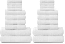 GC GAVENO CAVAILIA 10 Piece Towel Bale Set - Quick Drying Cotton Towel Highly Absorbent 450 GSM White Towels Set - Bathroom Towels Bale Set 4x Face 4x Hand 2x Bath Towels (Pack of 2)