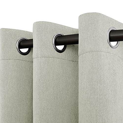 Easy-Going Linen Look Blackout Curtain Grommet Window Curtain Drapes for Bedroom, Living Room Thermal Insulated Room Darkening (2 Panels, 42x63 inch, Beige)