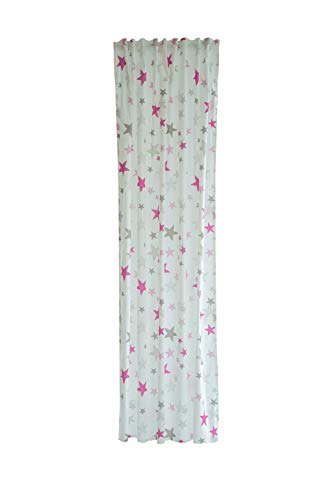 Homing Printed opaque curtain rose white children's room children boys girls cotton stars curtain (1 piece) 175 x 140 cm (H x W), 100% cotton, rose red white