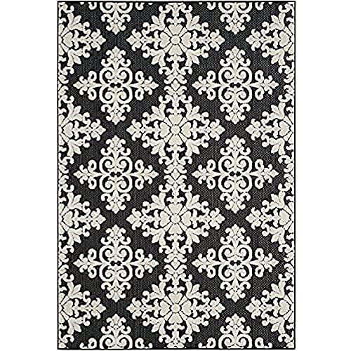 Safavieh Charleston Indoor/Outdoor Area Rug, Woven Polypropylene Carpet in Black / Creme, 243 X 340 cm