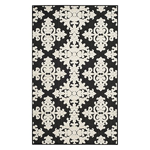 SAFAVIEH Traditional Rug for Living Room, Dining Room, Bedroom - Cottage Collection, Short Pile, in Black and Creme, 244 X 340 cm