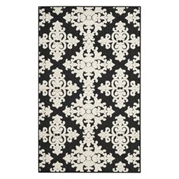 SAFAVIEH Traditional Rug for Living Room, Dining Room, Bedroom - Cottage Collection, Short Pile, in Black and Creme, 244 X 340 cm
