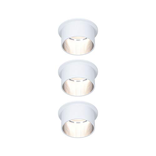 Paulmann 93385 LED recessed luminaire Gil 3-Step-Dim Round incl. 3 x 6 Watt dimmable White matt Iron Brushed recessed Spotlight Aluminium spot 2700 K Coin