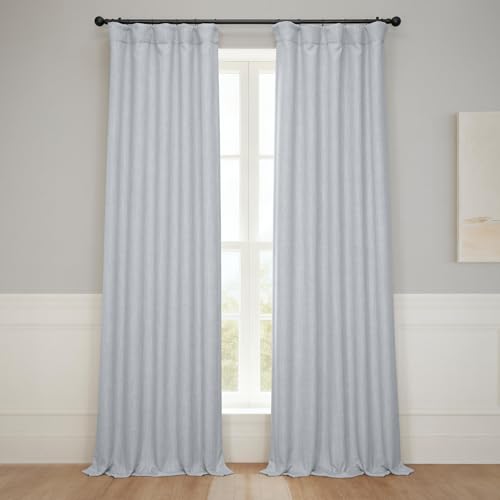 HPD Half Price Drapes Faux Linen Textured Room Darkening Curtains for Bedroom 84 Inches Long (1 Panel), 50W X 84L Curtains for Living Room Home Decor, Heather Grey