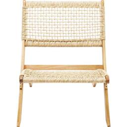 Kare Design Folding Chair Copacabana, Beige, Solid Wood, Foldable, Outdoor, Braided Design, Wooden Chair for Terrace, Balcony Garden, Living Room, 73x78x60 cm (H/W/D)