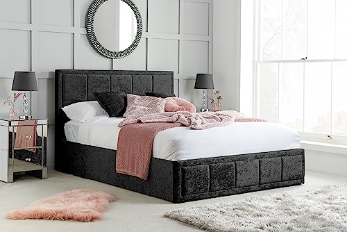 Birlea Hannover Ottoman Storage Bed Crushed Velvet - Black, Double