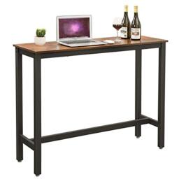 VASAGLE LBT12X Desks, 120 x 40 x 100 cm, Bar Table, Narrow Sturdy Metal Frame, Industrial Design, Vintage Brown/Black, Wood chipboard, steel, 40 x 120 x 100 cm