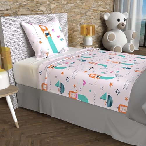 Soleil d'ocre, Bed Linen Set 180 x 290 cm Sirens Pink 100% Cotton 57 Thread Counts / cm2