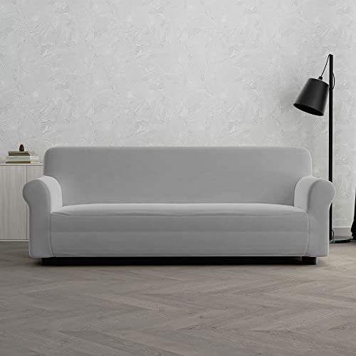 Italian Bed Linen Dahlia elastic sofa cover, Light Grey, 3 PLACES