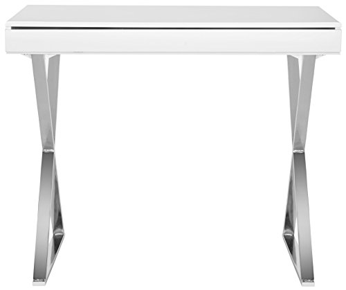 SAFAVIEH Gordon Desk, Metal, White/Chrome