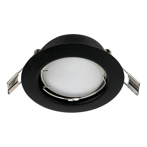 Eglo LED recessed Spotlight Peneto, Black Metal Ceiling spot, Flat Light with GU10 Bulb, 2.8W, 250 lumens, 3000K Warm White, Ø 7.8 cm