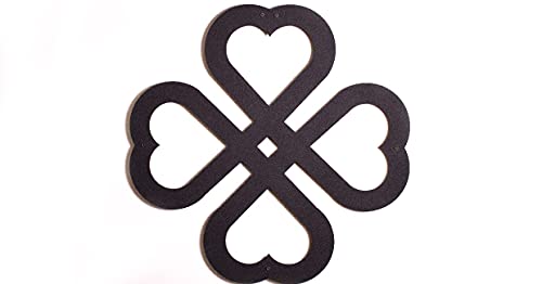 Homemania Four Leaf Clover Wall Decoration with Shelves for Office, Study, Living Room, Bedroom, Black Metal, 52 x 0.15 x 52 cm, 52 X 0.15 X 52cm