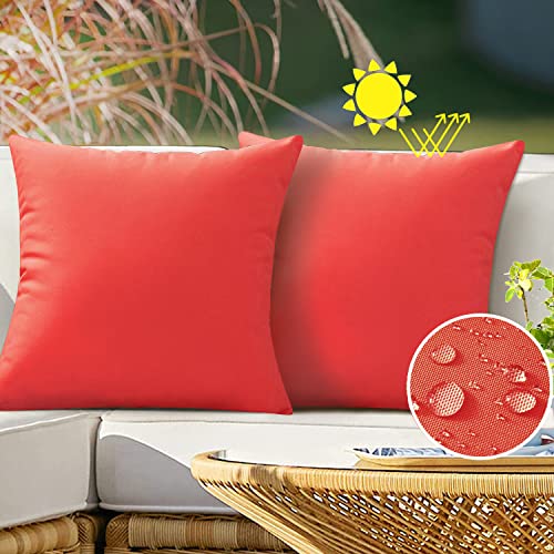VAKADO Outdoor Christmas Waterproof Throw Pillow Covers 16X16 Set of 2 Decorative Red Patio Furniture Cushion Cases Outside Decor for Couch Garden Bench Porch