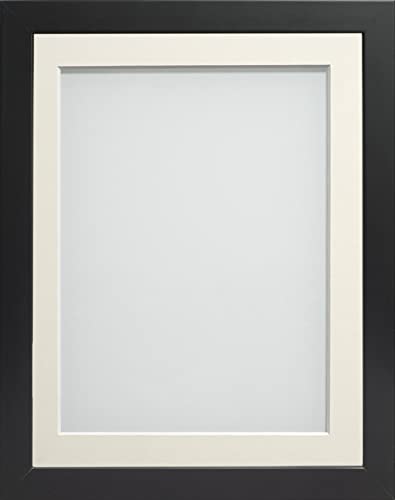 Frame Company Connolly Range Black Wooden Picture Photo Frame with Ivory Mount, A4 for pic size 9x6 *Choice of Sizes* Fitted with Real Glass