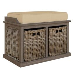 FWStyle Handmade Kubu Rattan Small Basket Storage Bench - H48 X W70 X D39cm