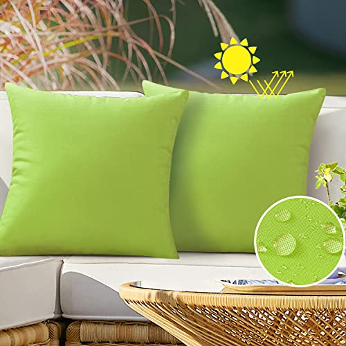 VAKADO Outdoor Waterproof Throw Pillow Covers 16X16 Set of 2 Decorative Green Patio Furniture Summer Cushion Cases Outside Decor for Couch Garden Bench Porch