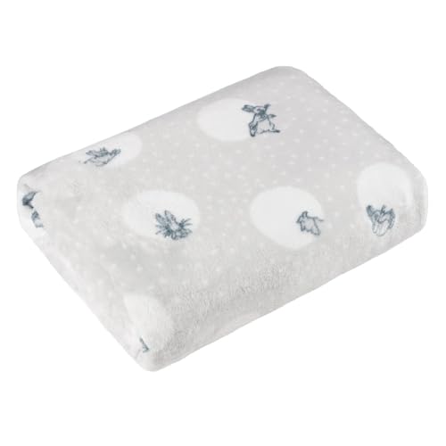 Peter Rabbit Spot Me Fleece Throw – Soft Cosy Monochrome Polka Dot Plush Blanket (Multicolour – 130x150cm)