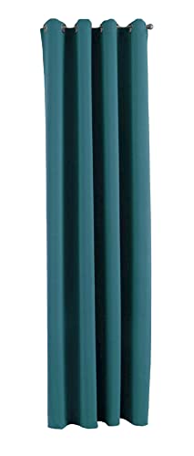 Gardinenbox Curtain Opaque NewYork Petrol H x W 225 x 140 cm Pack of 1 Thermal Blackout Curtain Eyelets Sound-Absorbing Oeko-Tex UV Protection Tie Backs 201920600