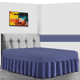 GC GAVENO CAVAILIA Percale Extra Deep Fitted Valance Sheet, Non Iron Frilled Sheets, Easy Care Plain Dyed Bedding 180 TC, Single, Navy