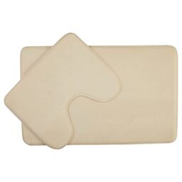 Premier Housewares Bath Mat Set Soft Non-Slip Bath Mats For Bathrooms Made from Polyester Solid White Finish With Trimming 50 x 1 x 80