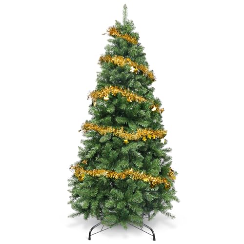 Christmas Tree 6FT – 800 Tips Full & Realistic Green Xmas Tree with PVC Branches, Metal Stand – Christmas Tree for or Home, Office, Shops and Hotels (Green 150 cm)