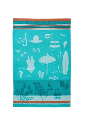 Coucke Printed Cotton Jacquard Tea Towel, Beach Towel, 50 x 75 cm