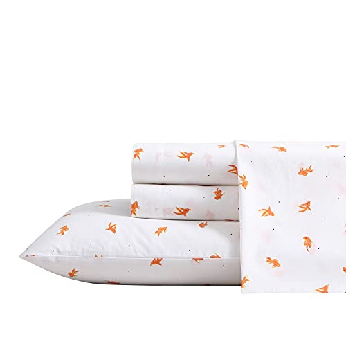 Poppy & Fritz - Twin Sheets, Cotton Percale Bedding Set, Crisp & Cool, Lightweight Home Decor (Goldfish, Twin)
